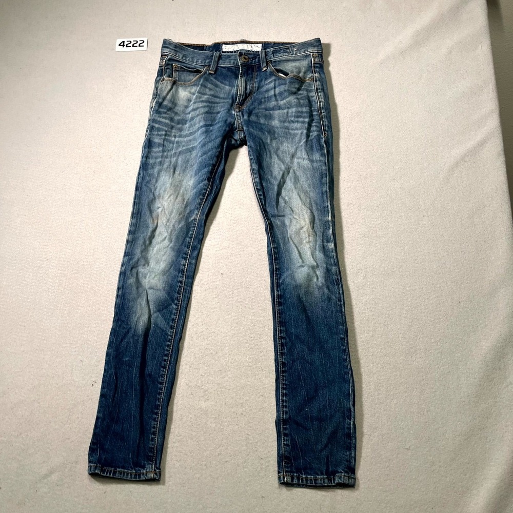 Express Jeans Mens‎ 28x30 Blue Denim Stretch Slim Fit Whiskering Straight Leg